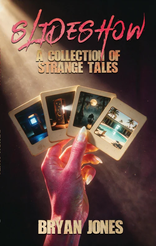 Slideshow cover — a hand holding four glowing slides in a shaft of light